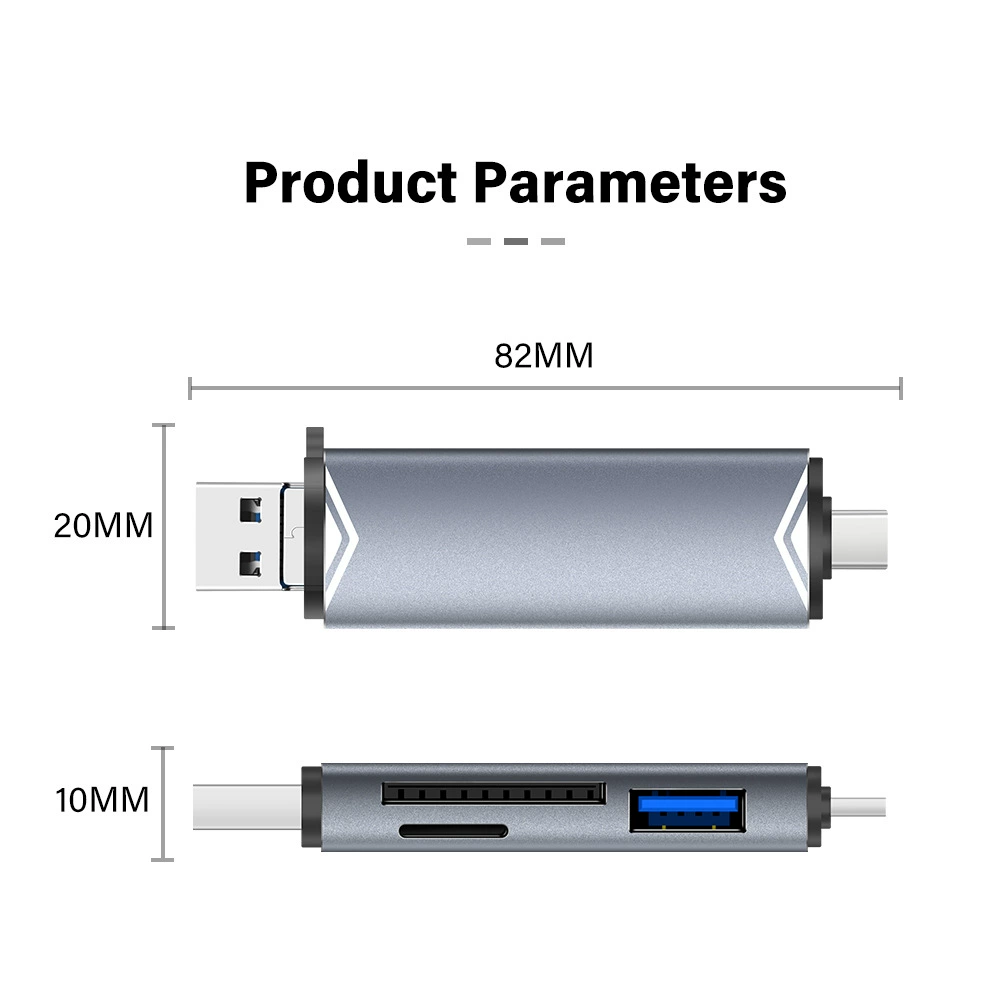New Multifunctional 6-in-one Card Reader TF/SD/U Disk/Type-C OTG General Extension High-speed Card Reader