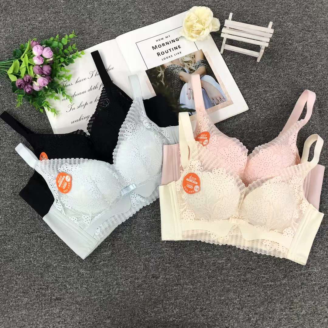 Nuevo sujetador inalámbrico moda de encaje jacquard transpirable cómodo alta calidad cuatro breasted ropa interior para las mujeres al por mayor