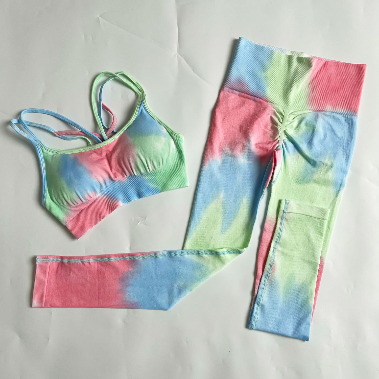 Simple Style Tie Dye Cotton Blend Spandex Strap Active Sets Vest Jogger Pants display picture 8