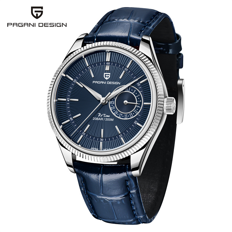 Bergani Pagani hombres reloj de negocios de moda zafiro espejo impermeable calendario reloj de cuarzo 1689