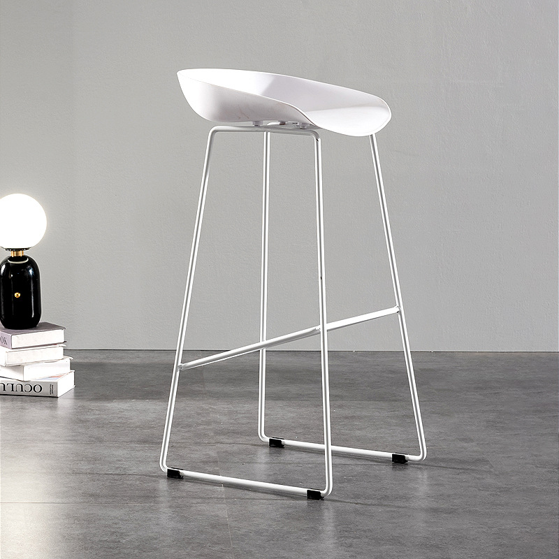Silla de Bar nórdica moderna silla de Bar de plástico minimalista pierna reforzada ocio barra clara recepción Cafe silla alta