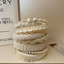 法式復古布藝愛心麻花珍珠發箍超仙氣質甜美設計感頭箍發卡發飾女