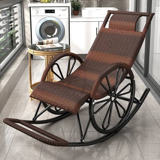 Rocking Chair Rattan Chair Adult Nap Recliner Living Room Balcony Lazy Chair Leisure Chair for the Elderly Leisure Rocking Chair Rattan Rocking Chair
