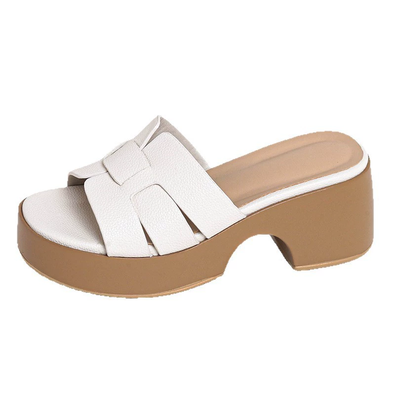 Summer comfortable suitable with a skirt, woven slide platform, slippers