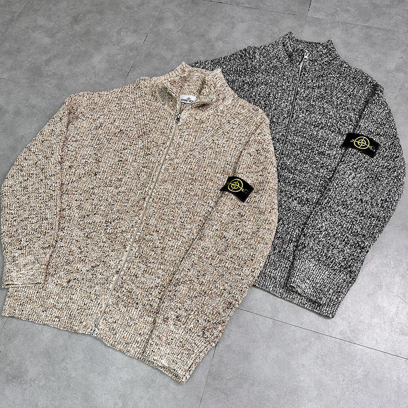 Stone Cross-Border Stone Coral Sea Cardigan Gray Chanel-Style Sweater Coat for Women Lazy Knit Island Style