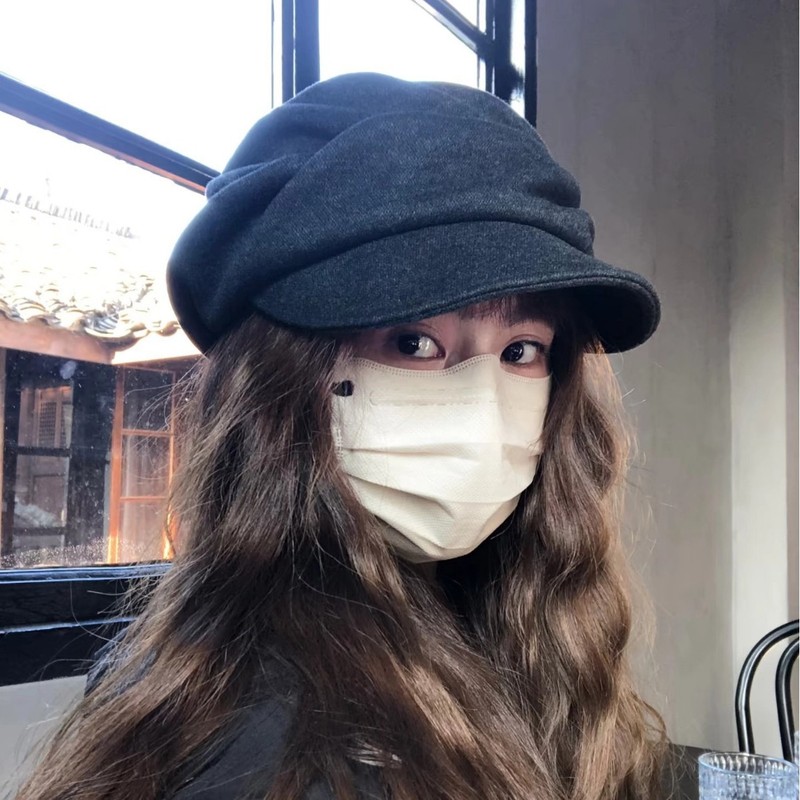山本风复古贝雷帽女2025新款秋纯色文艺百搭报童帽大头围画家帽子|undefined