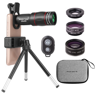 Factory Direct Sales 18X Mobile Phone Telephoto Lens Wide-Angle Macro Fisheye Three-In-One Live Broadcast Shooting Selfie Recommendation