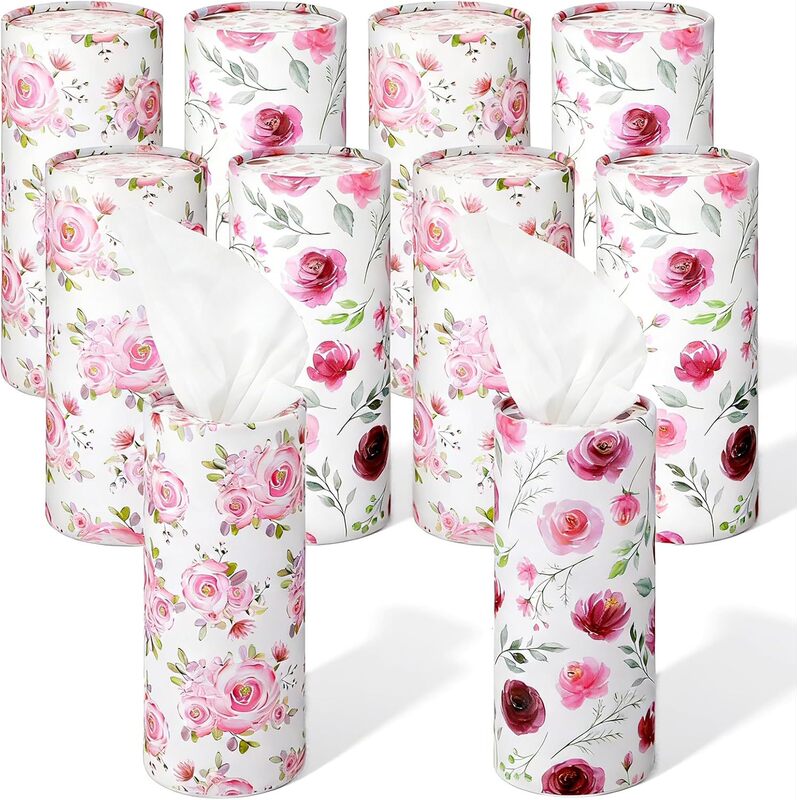 In-Stock High-Quality Rose-Printed Car-Mounted Cylindrical Tissue Box, Desktop and Living Room Ambiance-Enhancing Tube-Shaped Tissue, Customizable with Logo In-Stock High-Quality Rose-Printed Car-Mounted Cylindrical Tissue Box, Desktop and Living Room Ambiance-Enhancing Tube-Shaped Tissue, Customizable with Logo