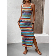 D 27330 Stripe Dopamine Sleeveless Dress ���ƶ�Ͱ����䳤ȹ