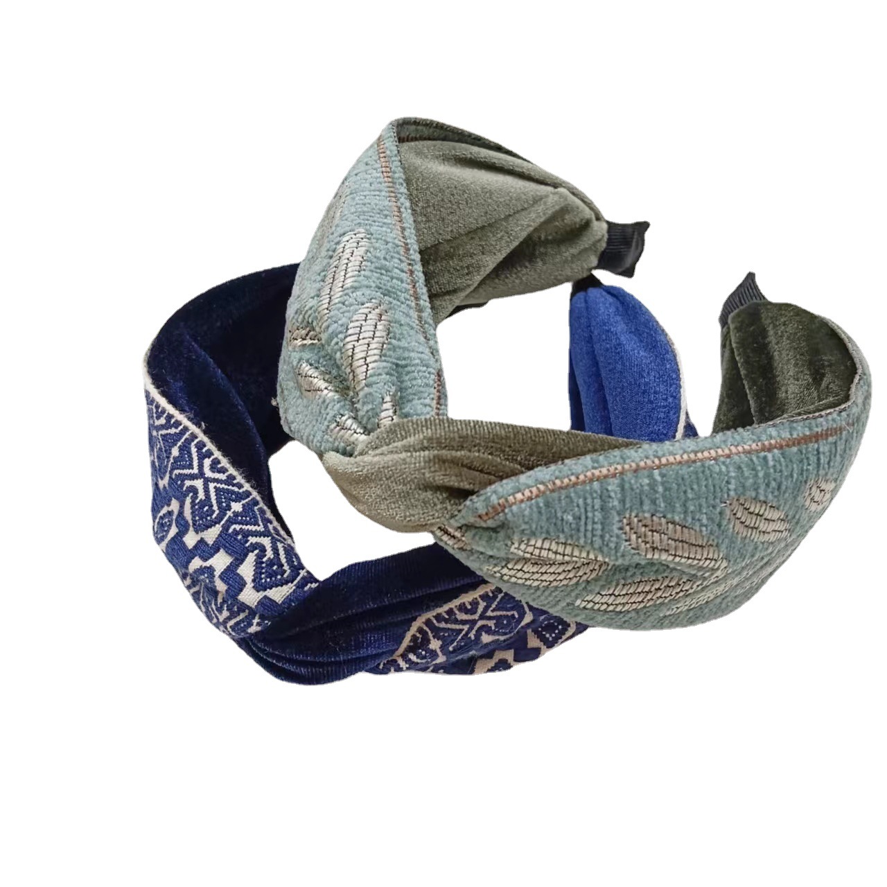 2022 Windstickerei-Atmosphäre Ethnisch Exquisiter Twist gepaart mit kontrastfarbenem, kreuzbreitem Stirnband-Haarreif 21208_voghion.com