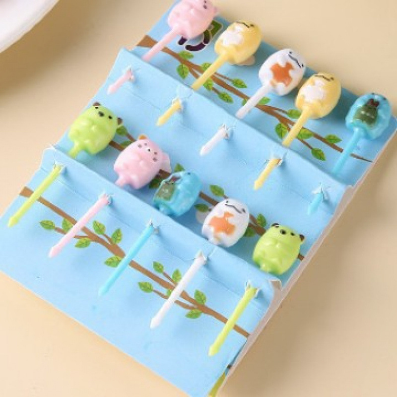 Japón hogar dibujos animados horquilla de fruta creativa para niños animales lindos horquilla de fruta de plástico set Bento stick