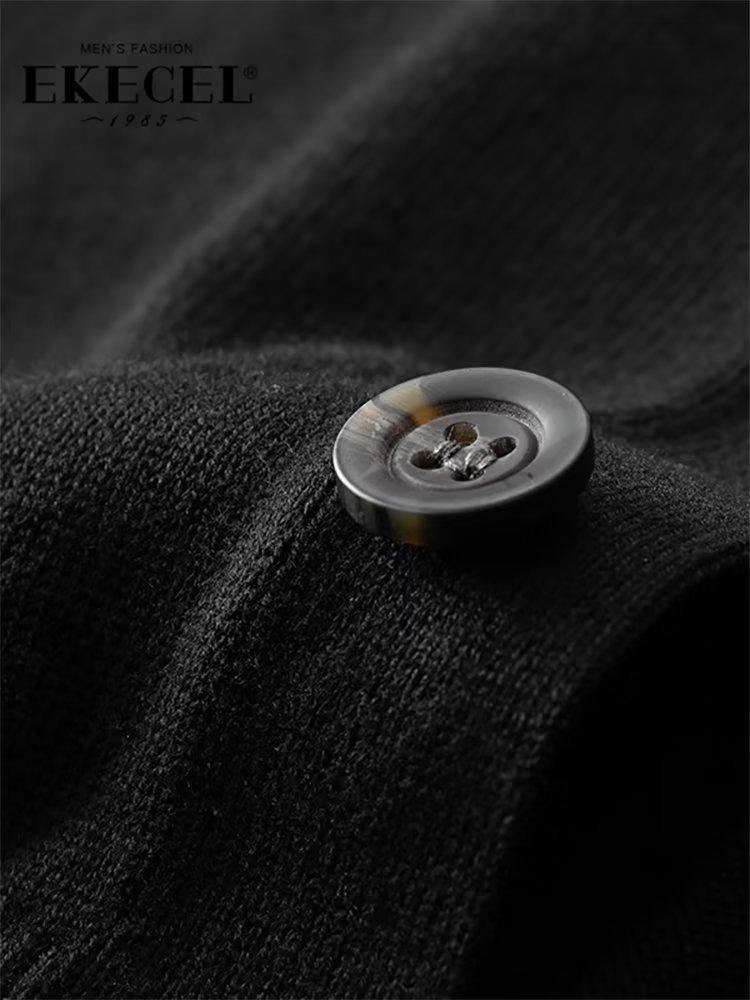 Herren-Strickpullover, Strickjacke, Business-Senior, lässig, V-Ausschnitt, einfarbig, Pullover, Jacke, Herren, einfacher Frühling und Herbst, Pullover für Herren_voghion.com