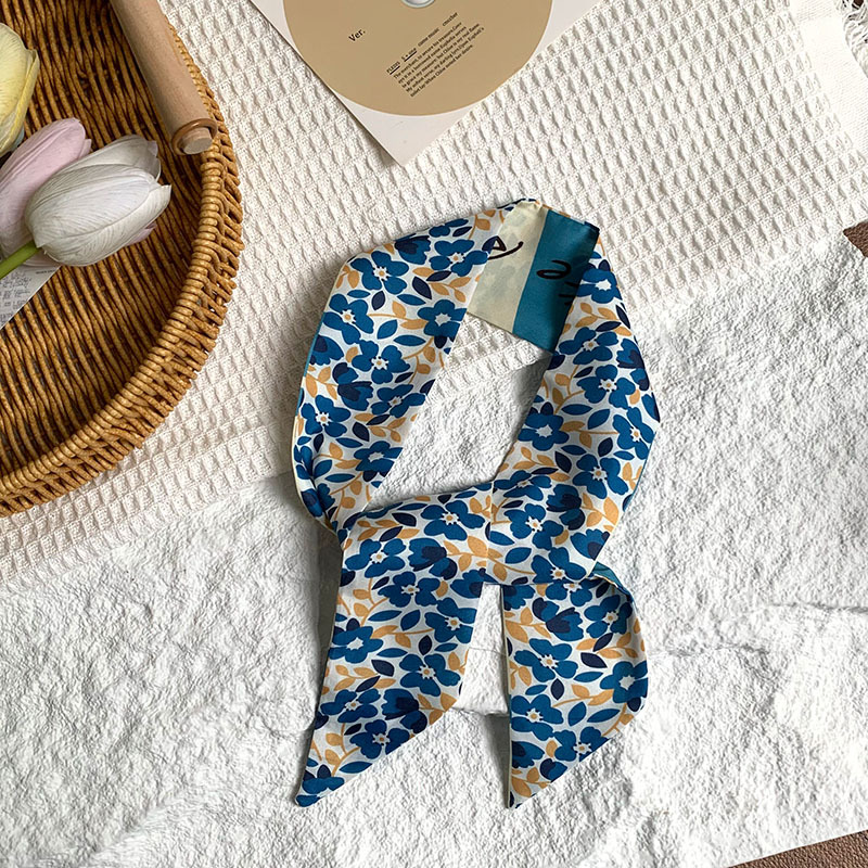 Bufanda de seda, banda larga, sentido de alta gama, una variedad de coloridos y románticos bolsos de atar flores, cintas para el cabello, cintas para el cabello