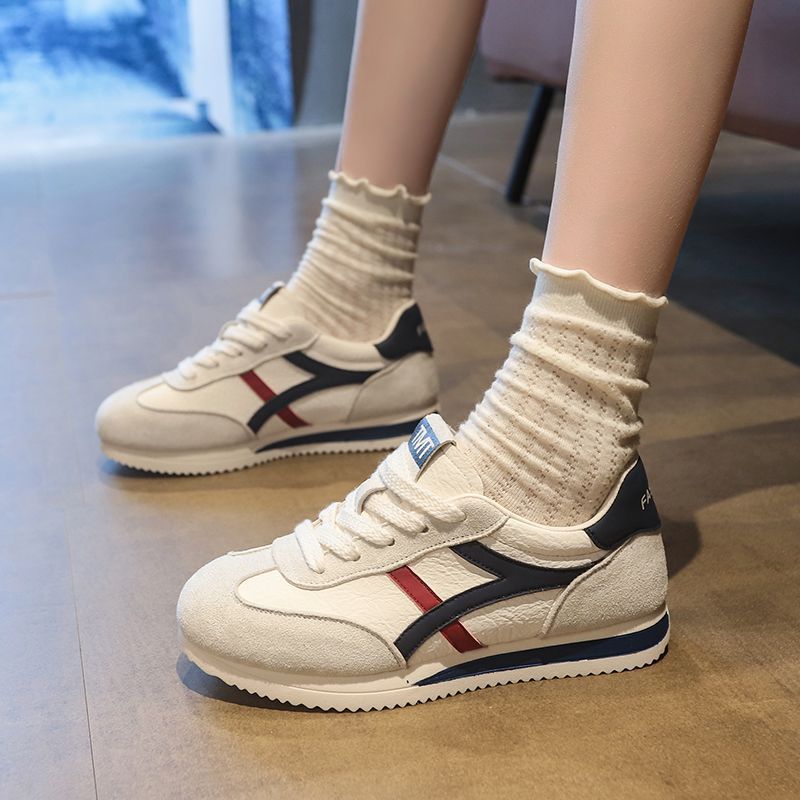 平底德训鞋女秋新款百搭轻便运动休闲小白鞋透气防滑阿甘板鞋