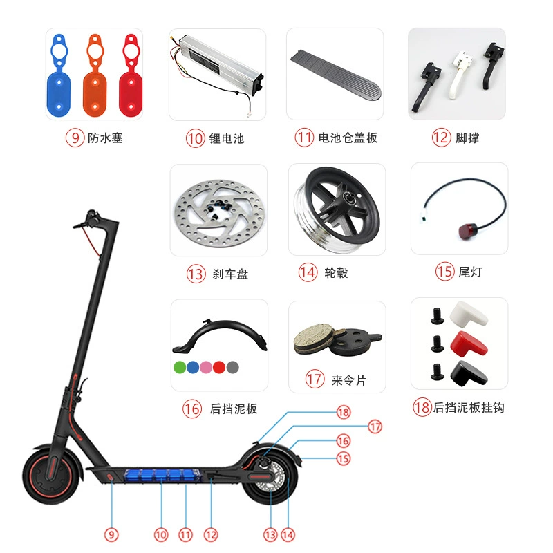 Electric scooter, accessories, engine, brake, fenders, full set