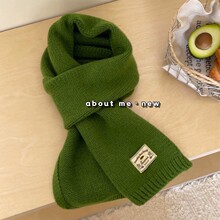 韩国代购高级感百搭纯色围巾女冬季新款针织毛线软糯保暖交叉围脖