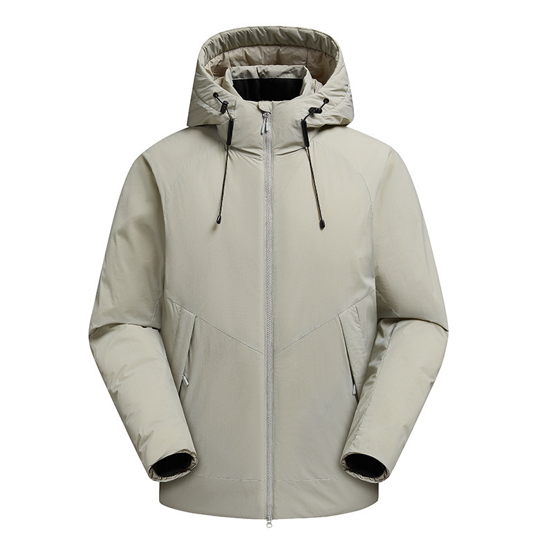 Men's Large Size Hooded Cotton Outwear Pure Color Cotton Jacket Jacket Winter Warm Casual Ykk Technology Cotton down Jacket