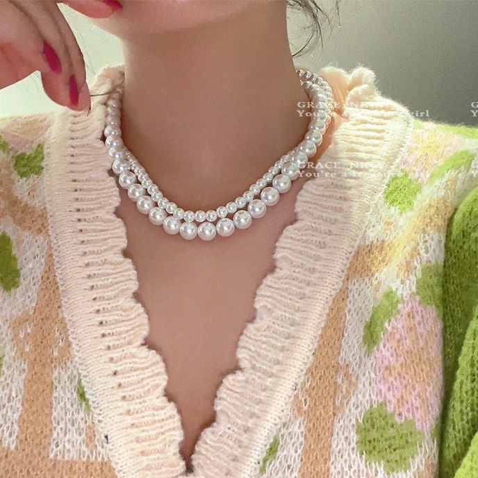 South Korea fever blogger with pearl necklace 2023 new women's simple temperament all-match clavicle chain necklace South Korea fever blogger with pearl necklace 2023 new women's simple temperament all-match clavicle chain necklace