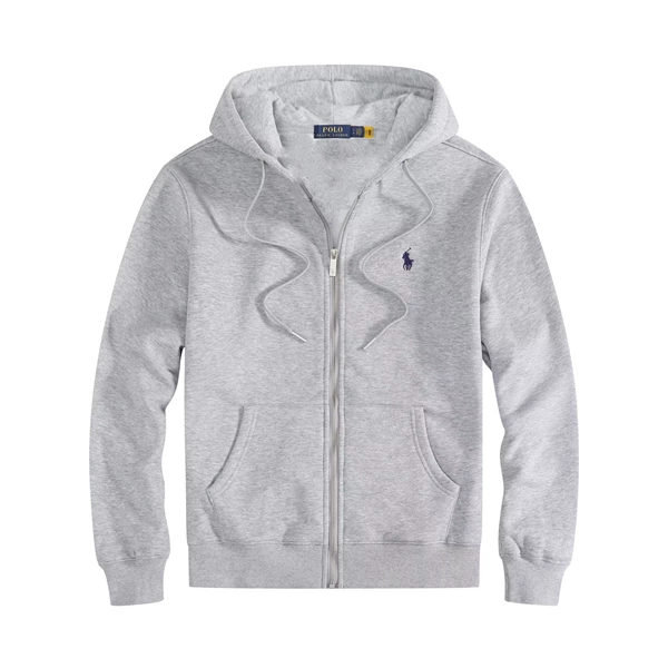 Zipper sweatshirt gray-sapphire blue label