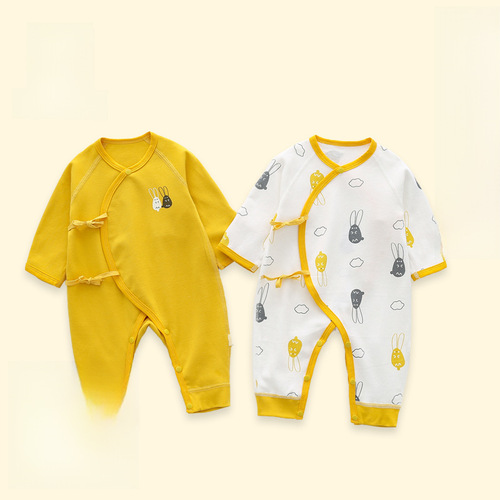  Newborn Conjoined Clothes Spring and Autumn Pure Cotton Skeletonless Strap Top Baby Clothes Long Sleeve Crawling Suit One Piece Dropshipping