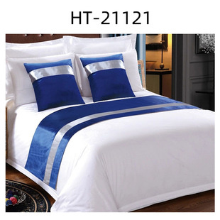 Factory direct management bed end towel solid color embroidered LOGO hotel cloth grass bed flag 1.2 bed 1.35 meters bed 2.0 meters bed