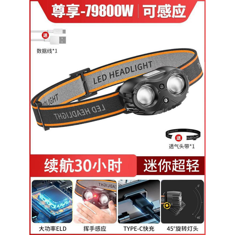 强光超亮夜钓灯头灯长续航钓鱼感应可充电头戴式户外登山|undefined