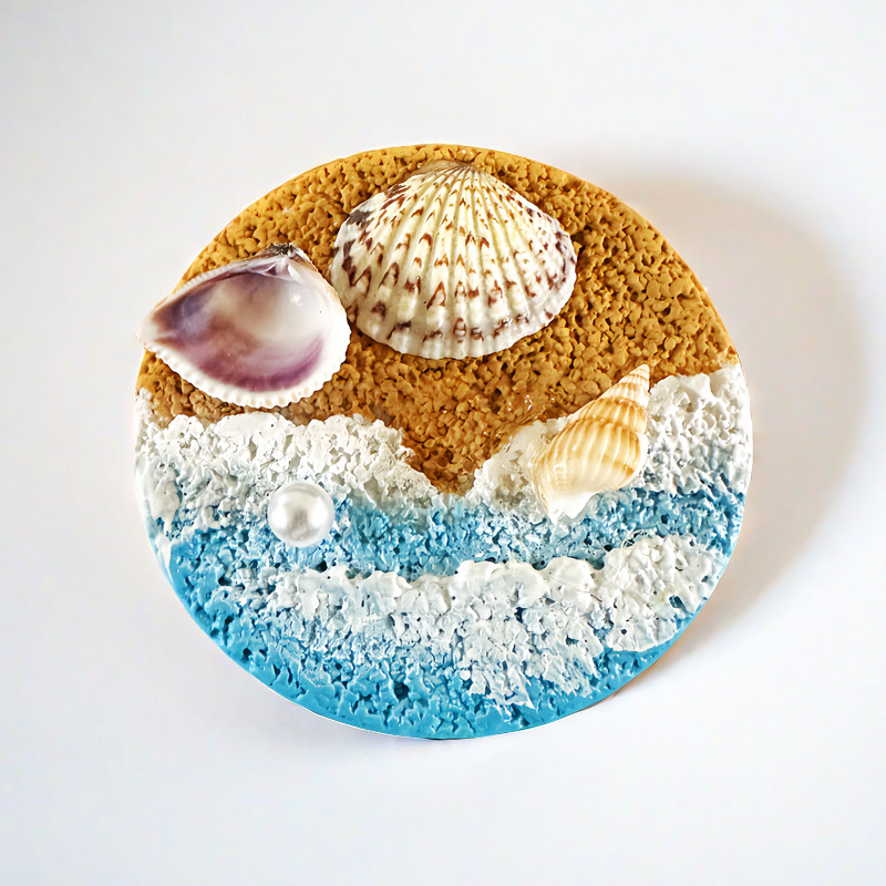 DIY 텍스처 페인팅 냉장고 스티커 천연 쉘 폭발 마그네틱 스테레오 릴리프 해경 순수 수제 컬러 페인팅