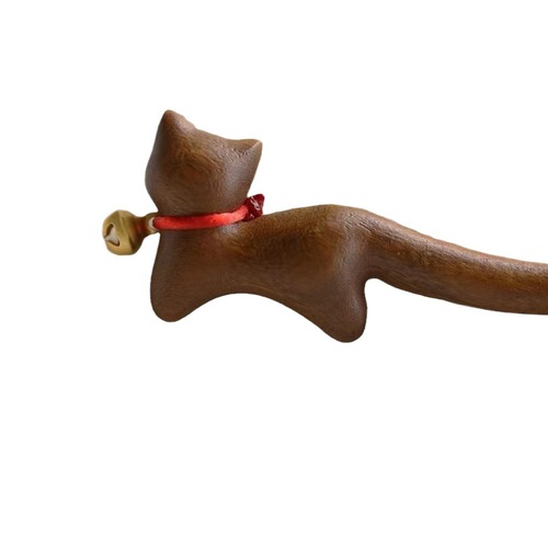 Classical Chinese hairpin, ancient style gold-thread sandalwood hairpin, antique bell-shaped cat hair comb, simple retro updo headpiece