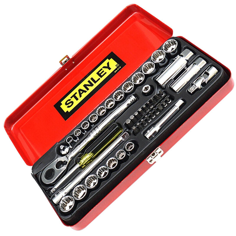 史丹利46件套6.3/10mm系列公英制组套机工维修棘轮扳手套筒头组合
