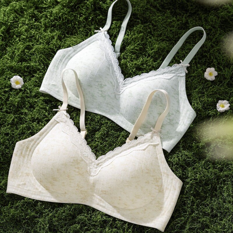 Skin-friendly modal half-fixed cup bra, fashionable tie-dye lace trim, seamless, wire-free, push-up women's bra Skin-friendly modal half-fixed cup bra, fashionable tie-dye lace trim, seamless, wire-free, push-up women's bra