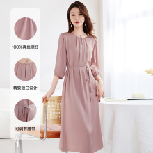 水墨【优雅轻奢】弹力双乔中长裙夏新气质显瘦设计感连衣裙女9586