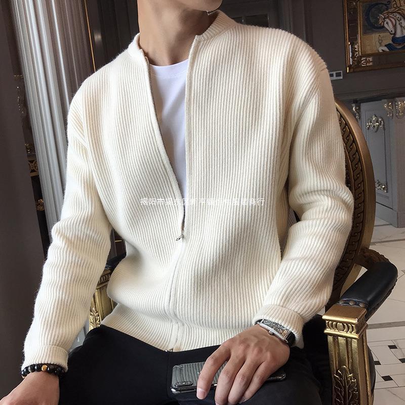 Autumn and Winter 2021 New Thick Sweater Men's Japanese Coat V-neck Knitted Sweater Cardigan Outer Wear Handsome Trendy Top