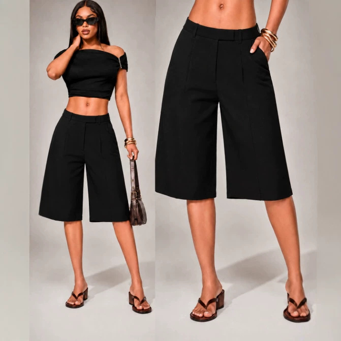 Amazon's Best-Selling Women's Brown Bermuda Shorts, High-Waisted Wide-Leg Skirt Shorts with Zipper Amazon's Best-Selling Women's Brown Bermuda Shorts, High-Waisted Wide-Leg Skirt Shorts with Zipper