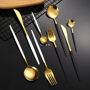 304 stainless steel knife and fork spoon three-piece creative commercial long handle dessert spoon main meal spoon steak knife steak fork