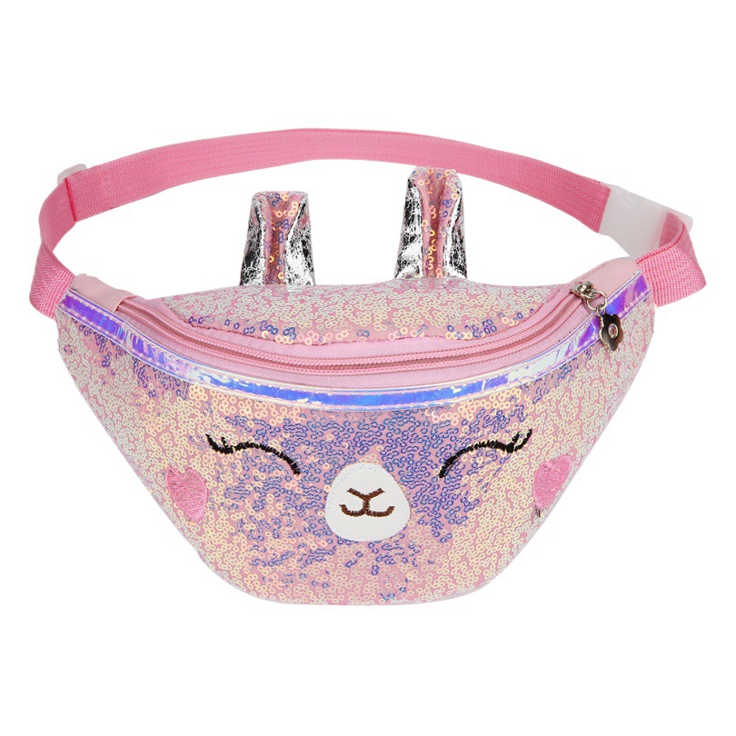 INS 2023 nueva moda de dibujos animados niñas bolsa de cintura bolsa de jardín de infantes bolsa pequeña bolsa de pecho bebé con lentejuelas bolsa pequeña