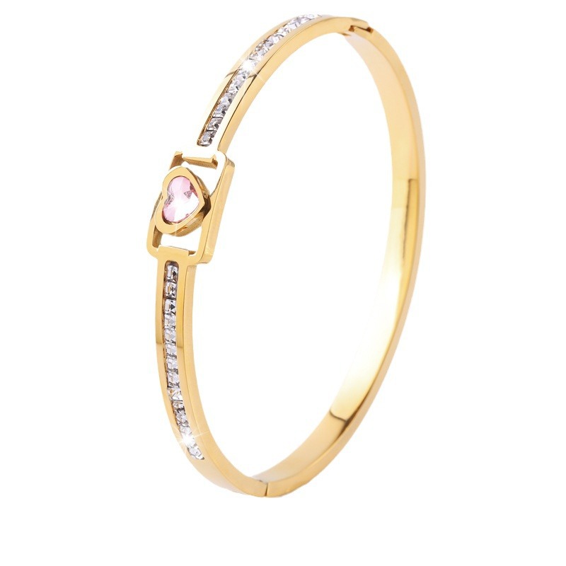 Brazalete de acero de titanio lujoso ligero amor de tendencia brazalete de zircón universal mujer explosión transfronteriza nicho pulsera de alto nivel image 6