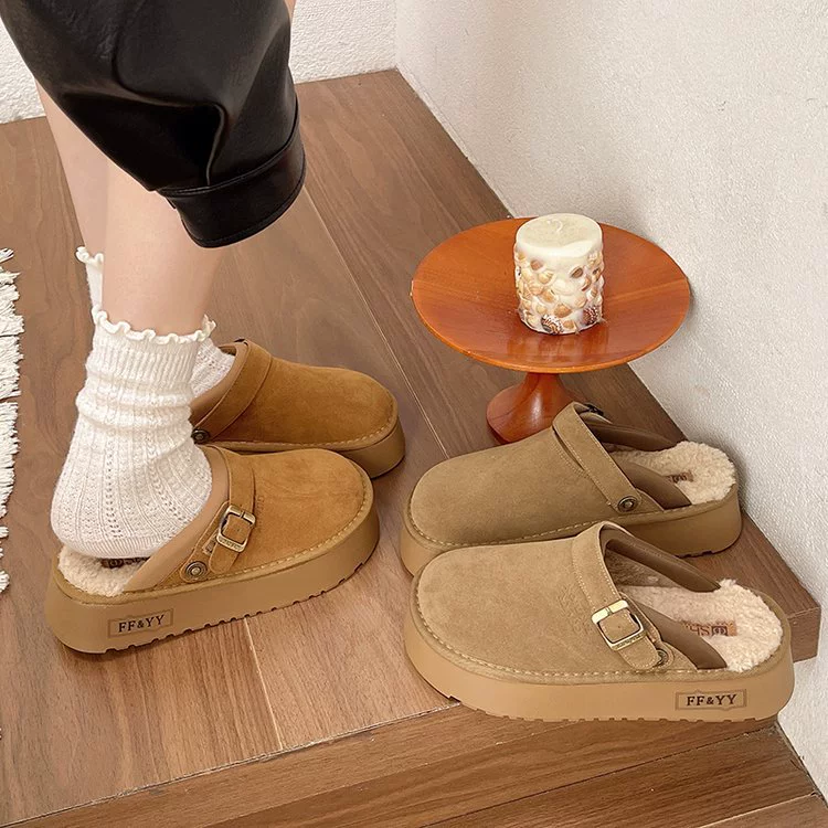 Shoes platform, slippers, footwear, demi-season fleece boots
