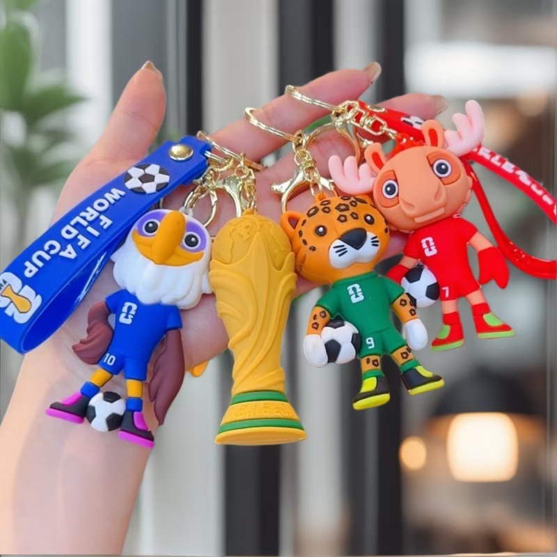 2026 World Cup Keychain Soft Rubber Fan Mascot Pendant Car Keychain Wholesale Keychain Wholesale