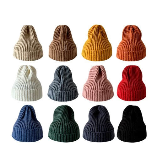Women's All-Match Ins-Style Trendy Knitted Thick & Warm Wool Hat for Autumn and Winter – Available in Solid Colors, Including a Classic Black Cone Top Design for Men