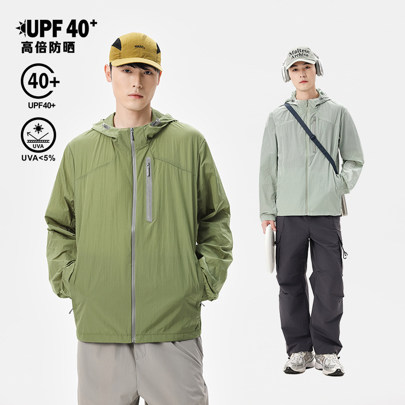 Summer Men's Outdoor Water-Repellent Sun Protection Clothing, Cycling and Fishing Three-Proof Fabric Jacket, Simple Texture, Windbreaker Summer Men's Outdoor Water-Repellent Sun Protection Clothing, Cycling and Fishing Three-Proof Fabric Jacket, Simple Texture, Windbreaker