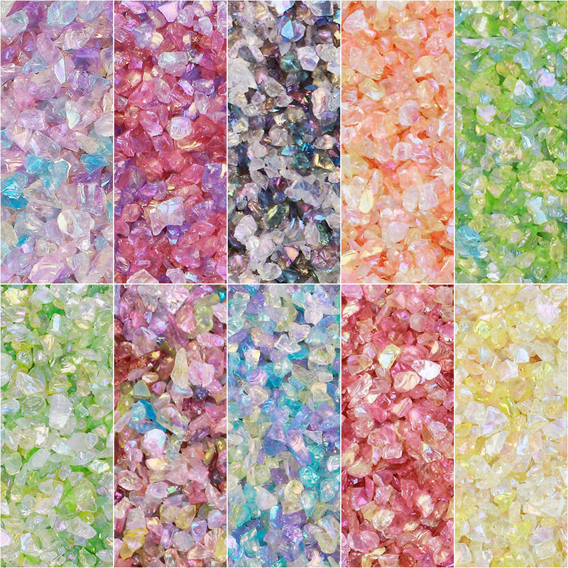 Hot Selling Ab Phantom Transparent Manicure Gravel Stained Glass DIY Wearable Nail Material Filled with Asymmetrical Gravel