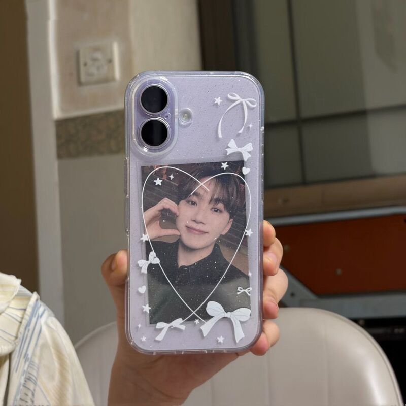 Casual Heart Glitter Suitable for 17 16 15Pro Mobile Phone Case 14 13 12 Large Hole 11 Soft Shell Xr XS Transparent