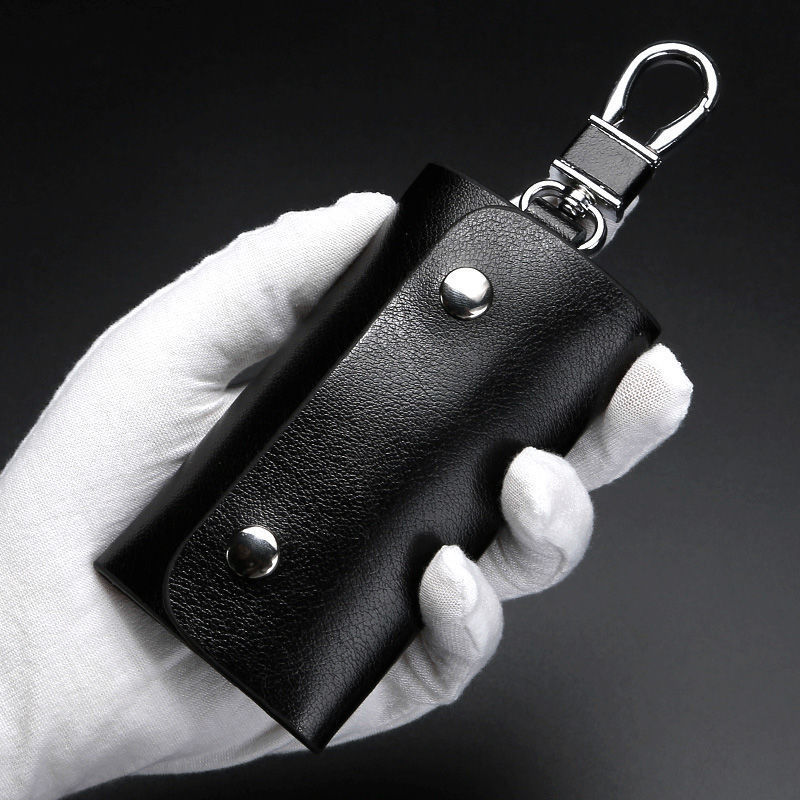 Multifunctional large-capacity men's genuine leather key case, compact car key holder, home key storage, waist-hanging