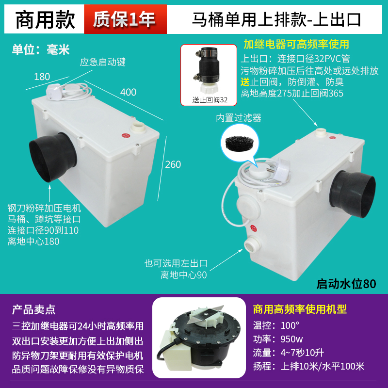 Sótano Licheng pulverizador de aluminio de litio inodoro eléctrico Fuyu cocina cuenca máquina de extracción de aguas residuales feliz elevación