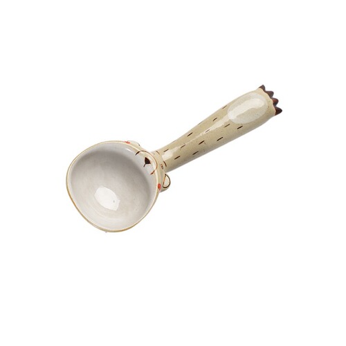 Creative Japanese handmade coarse pottery spoon with short handle, cute animal spoon, ice cream spoon, hippopotamus and bear dipping sauce spoon