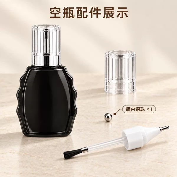 Paint touch-up bottle, empty bottle with brush, paint dispensing bottle, metal applicator tip, car scratch repair tool, furniture repair tool