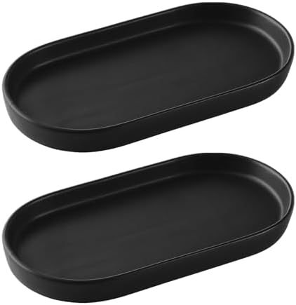 Eyrozia mate negro redondo jabón tray 8 pulgadas cerámica lavabo bandeja de combinación image 8