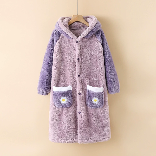 Purple bathrobe, increased thickness, duck down