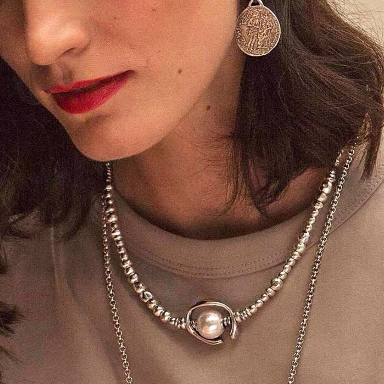 Retro brand necklace handmade pearl
