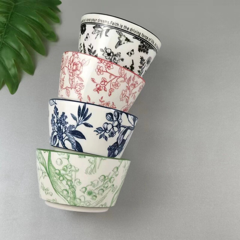 Underglaze Color Creative Internet Celebrity Ceramic Tableware Household Rice Bowl Student Eating Bowl Noodle Bowl Dessert Bowl Microwave Oven